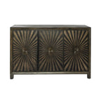 Aged Whiskey 3-Door Accent Cabinet with Wine Rack, 1-Person Assembly