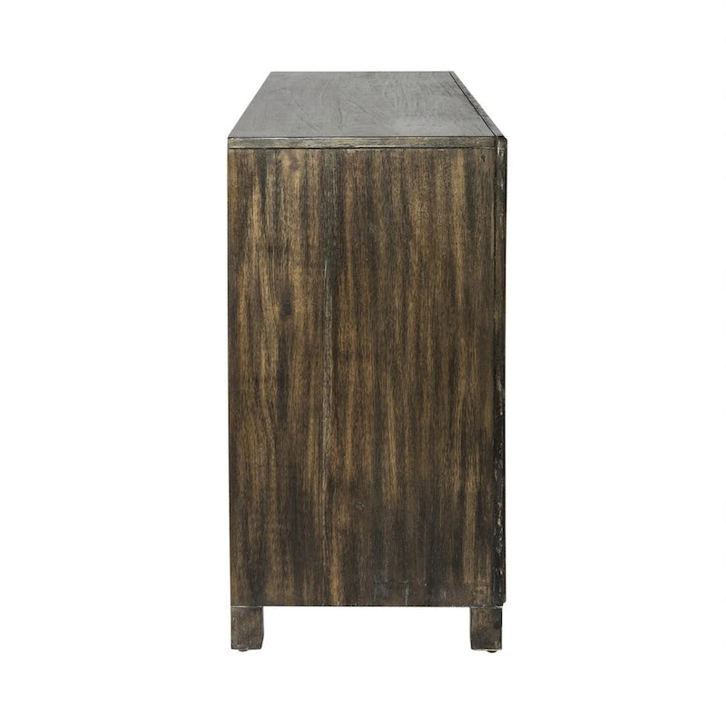 Aged Whiskey 3-Door Accent Cabinet with Wine Rack, 1-Person Assembly
