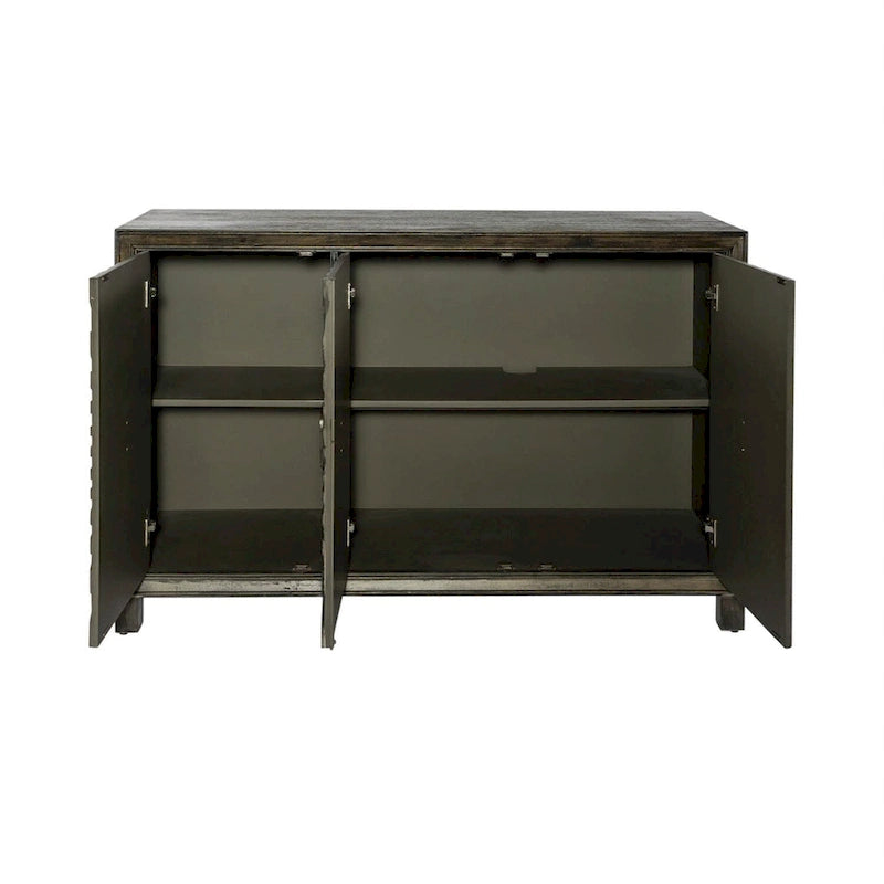 Aged Whiskey 3-Door Accent Cabinet with Wine Rack, 1-Person Assembly
