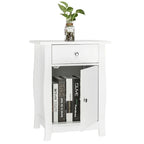 White/Brown Single Door Nightstand with 1 Drawer