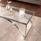 Chrome Glass Top Rectangular Coffee Table for Living Room