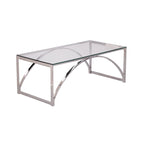 Chrome Glass Top Rectangular Coffee Table for Living Room