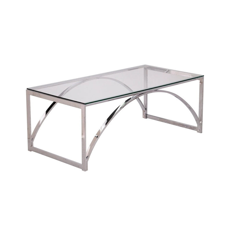 Chrome Glass Top Rectangular Coffee Table for Living Room