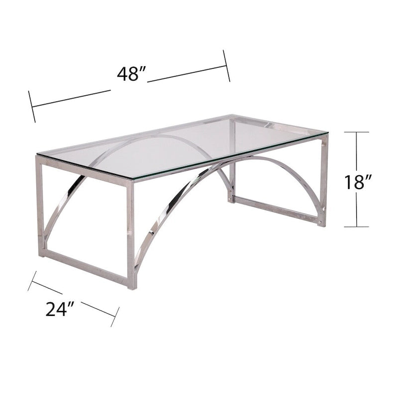Chrome Glass Top Rectangular Coffee Table for Living Room