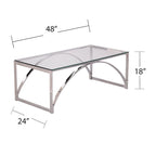 Chrome Glass Top Rectangular Coffee Table for Living Room