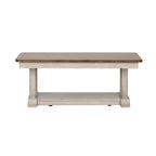 Antique White & Chestnut Rectangular Cocktail Table, Wood Top, 1-Person Use