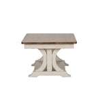 Antique White & Chestnut Rectangular Cocktail Table, Wood Top, 1-Person Use