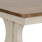 Antique White & Chestnut Rectangular Cocktail Table, Wood Top, 1-Person Use