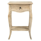 Natural Solid Wood Side Table with Drawer, Rustic Style, 1-Person