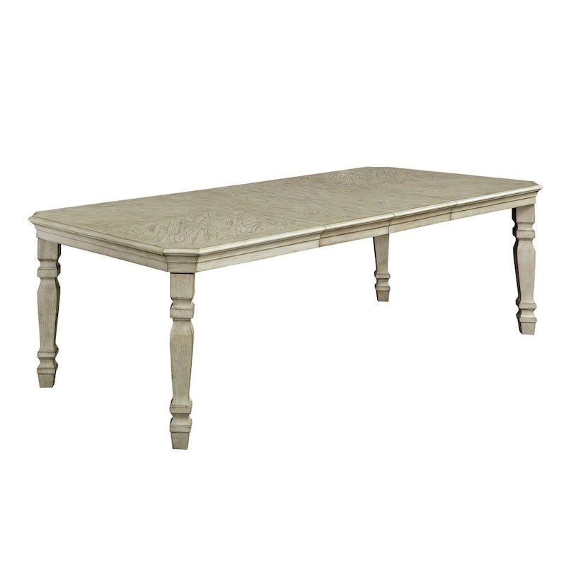 Ensemble de salle à manger traditionnel 9 pièces blanc antique, 6 à 8 places