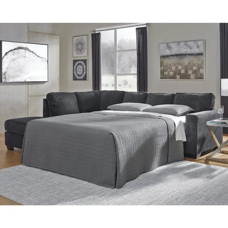 Grey / Slate 2-Seat Sleeper Sectional Sofa with Chaise – Left or Right Facing