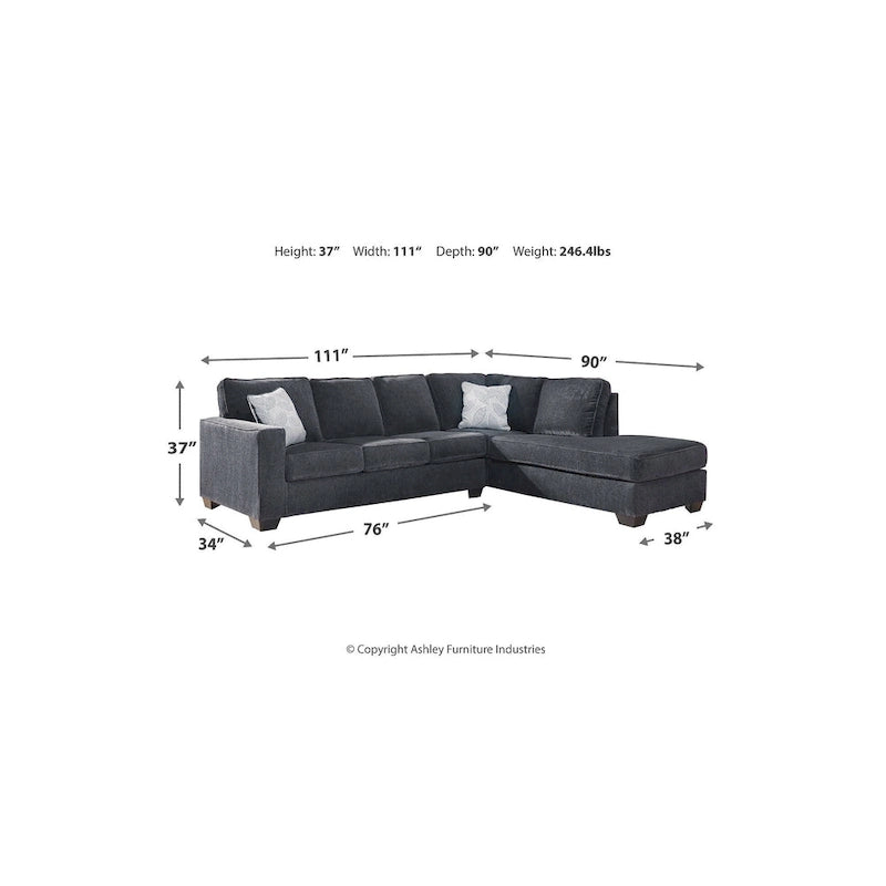 Canapé d'angle convertible 2 places avec méridienne - gris/ardoise - angle gauche ou droit
