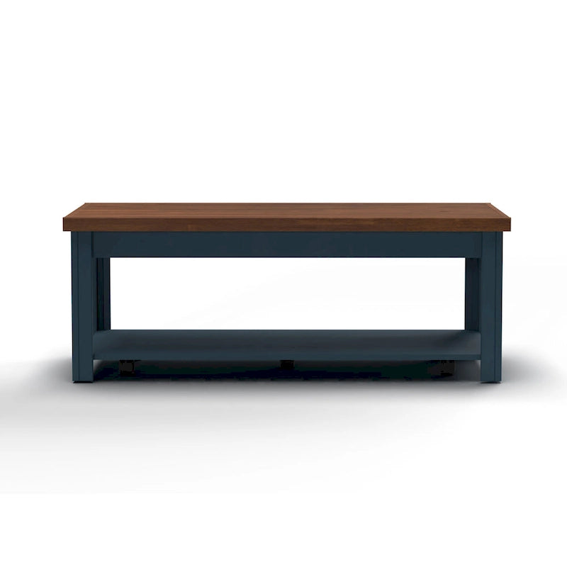 Table basse à roulettes Blue Denim & Whiskey Wood Top