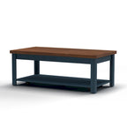 Table basse à roulettes Blue Denim & Whiskey Wood Top