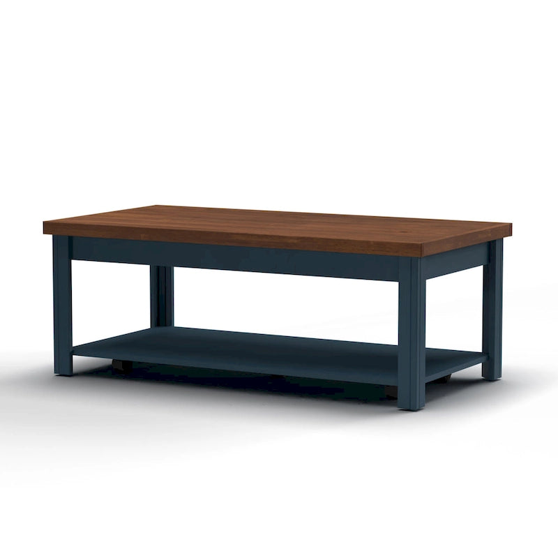 Table basse à roulettes Blue Denim & Whiskey Wood Top