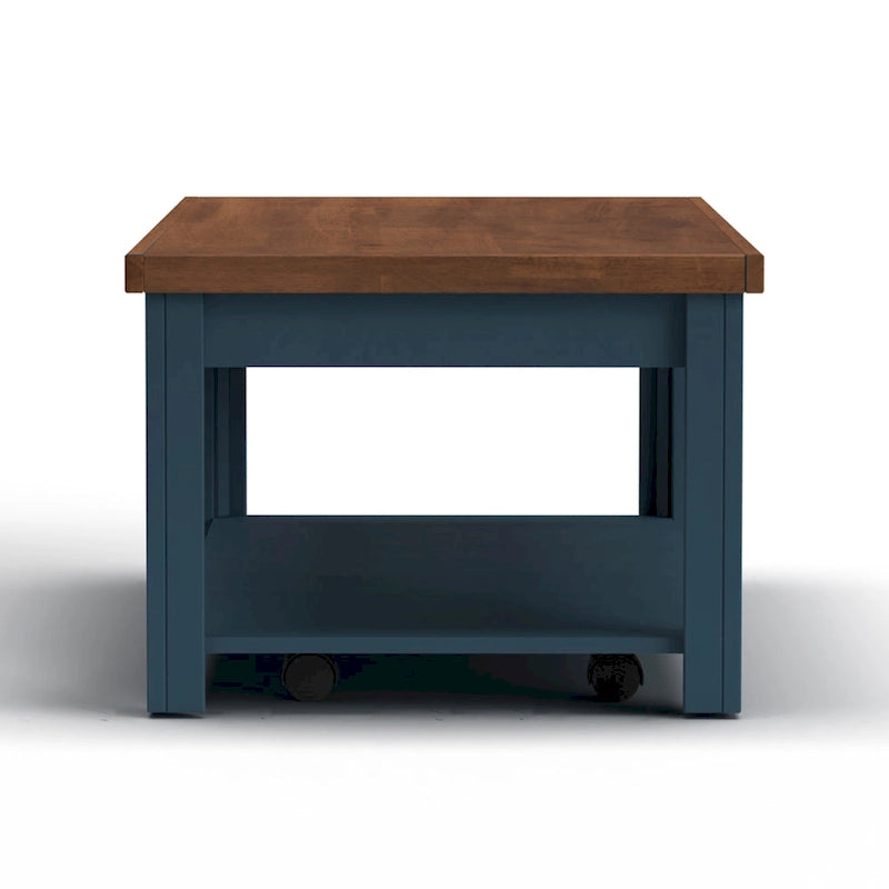 Table basse à roulettes Blue Denim & Whiskey Wood Top