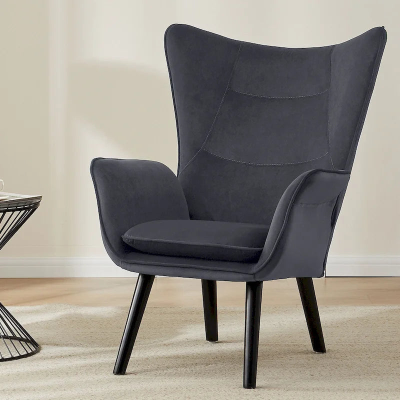 Wingback Accent Armchair, Single Seat | Velvet & Leathaire
