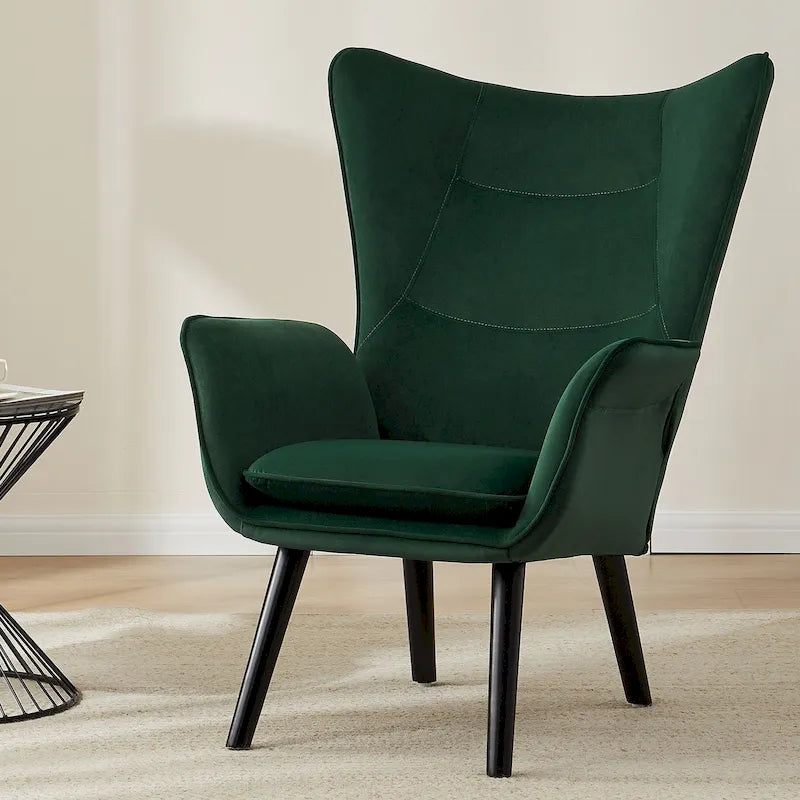 Wingback Accent Armchair, Single Seat | Velvet & Leathaire