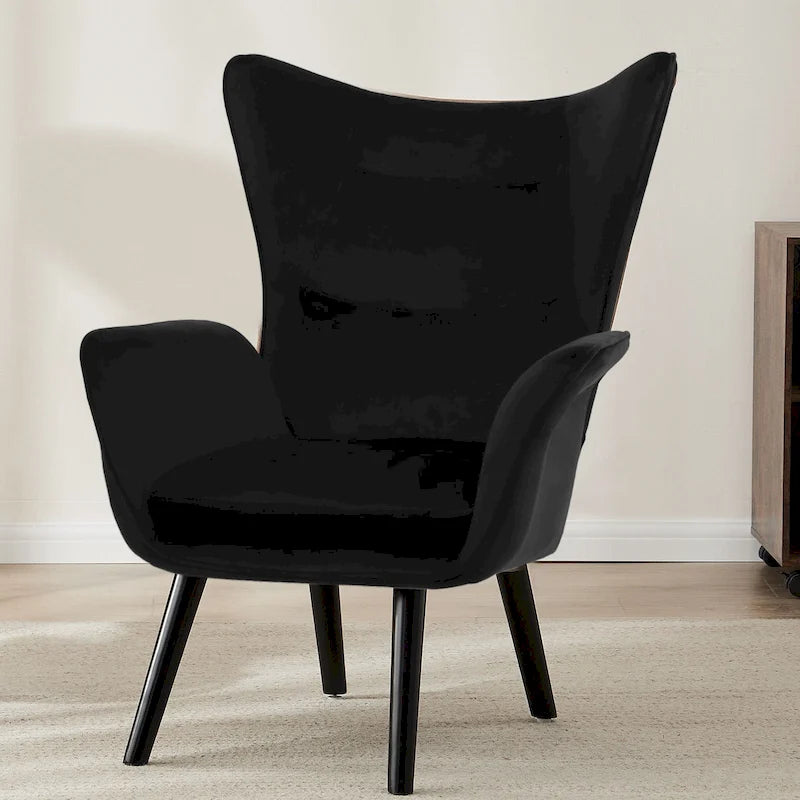 Wingback Accent Armchair, Single Seat | Velvet & Leathaire
