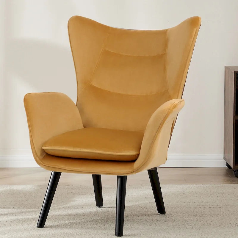 Wingback Accent Armchair, Single Seat | Velvet & Leathaire