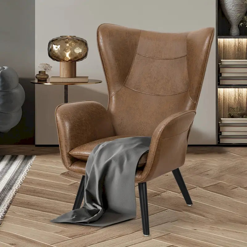 Upholstered Wingback Armchair Leisure Accent Chair, Single - 40.55  H x 28.34  W x 33.1  D