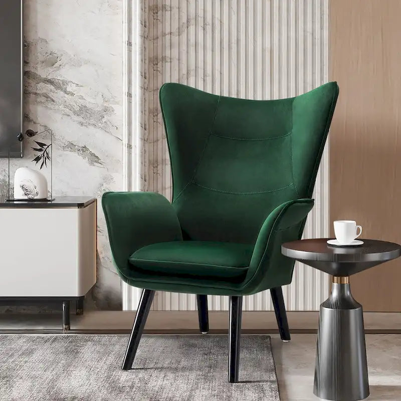 Wingback Accent Armchair, Single Seat | Velvet & Leathaire