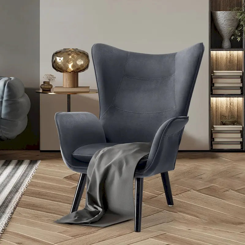 Wingback Accent Armchair, Single Seat | Velvet & Leathaire
