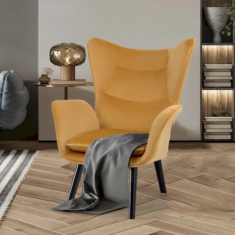 Wingback Accent Armchair, Single Seat | Velvet & Leathaire