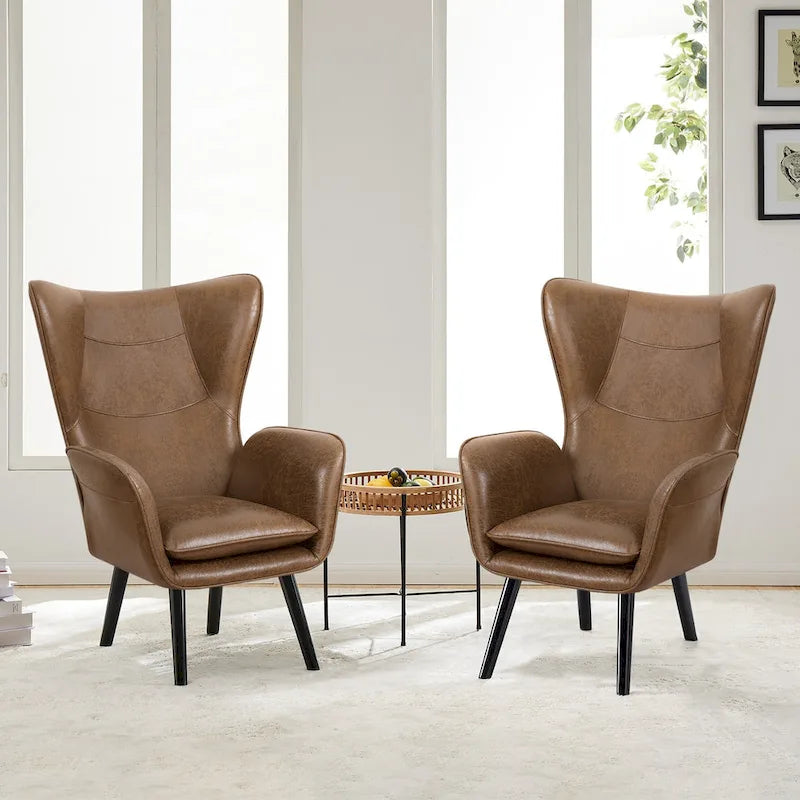 Wingback Accent Armchair, Single Seat | Velvet & Leathaire