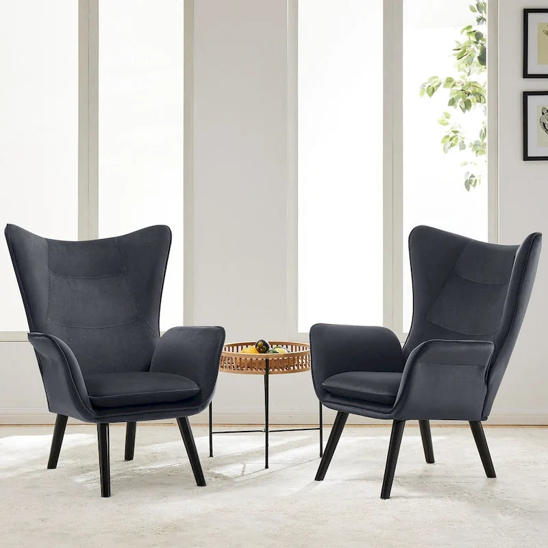Wingback Accent Armchair, Single Seat | Velvet & Leathaire