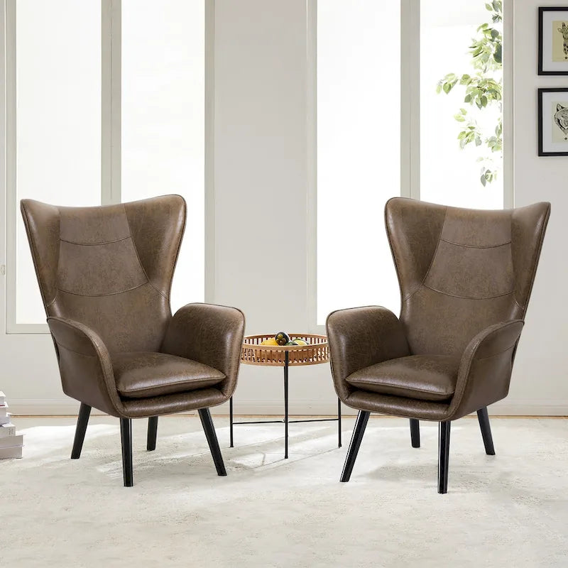 Wingback Accent Armchair, Single Seat | Velvet & Leathaire