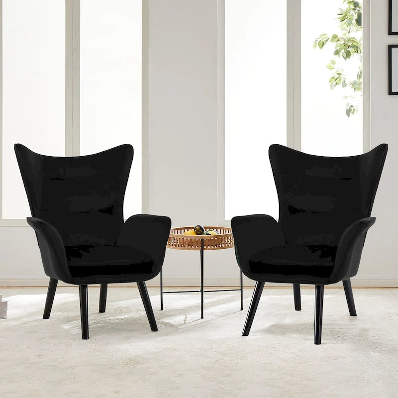 Wingback Accent Armchair, Single Seat | Velvet & Leathaire