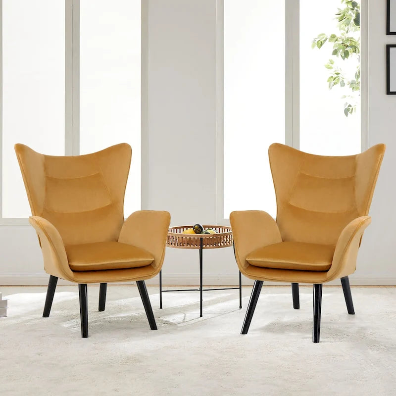 Wingback Accent Armchair, Single Seat | Velvet & Leathaire