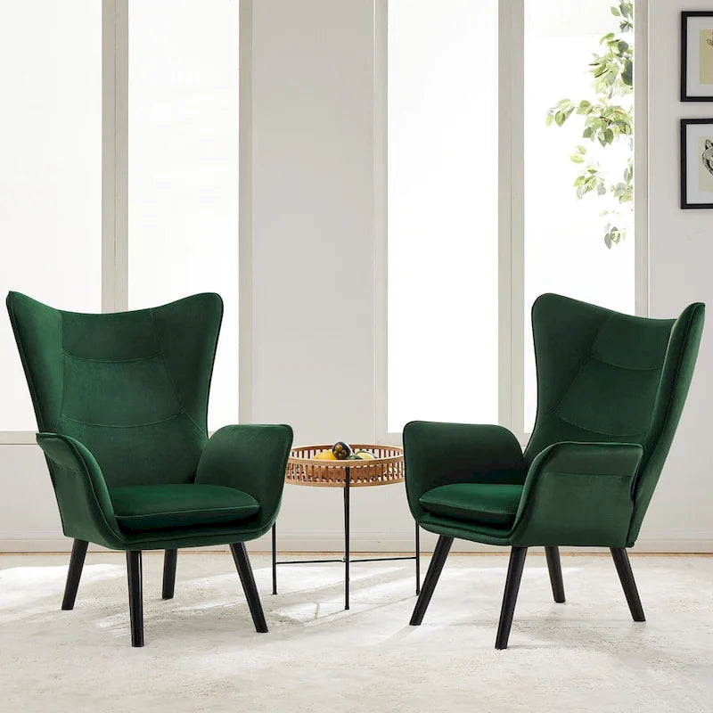 Wingback Accent Armchair, Single Seat | Velvet & Leathaire