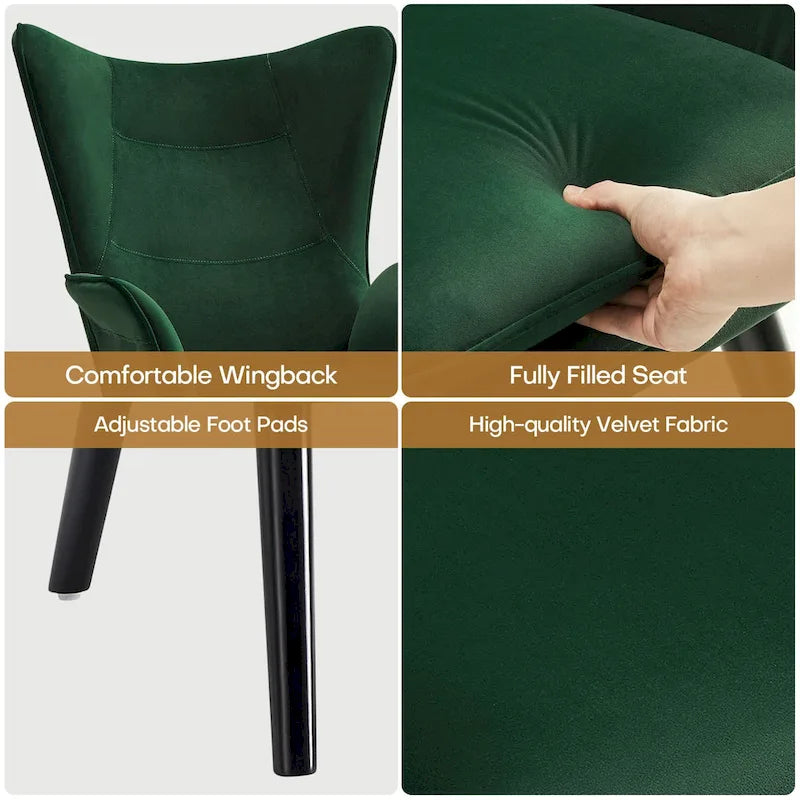 Wingback Accent Armchair, Single Seat | Velvet & Leathaire