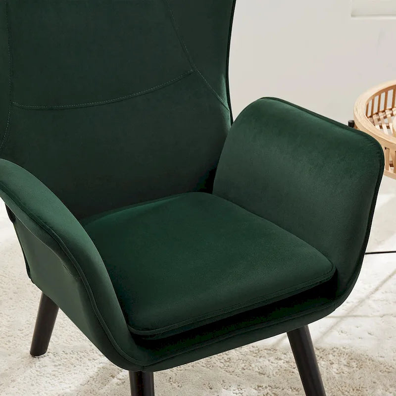 Wingback Accent Armchair, Single Seat | Velvet & Leathaire