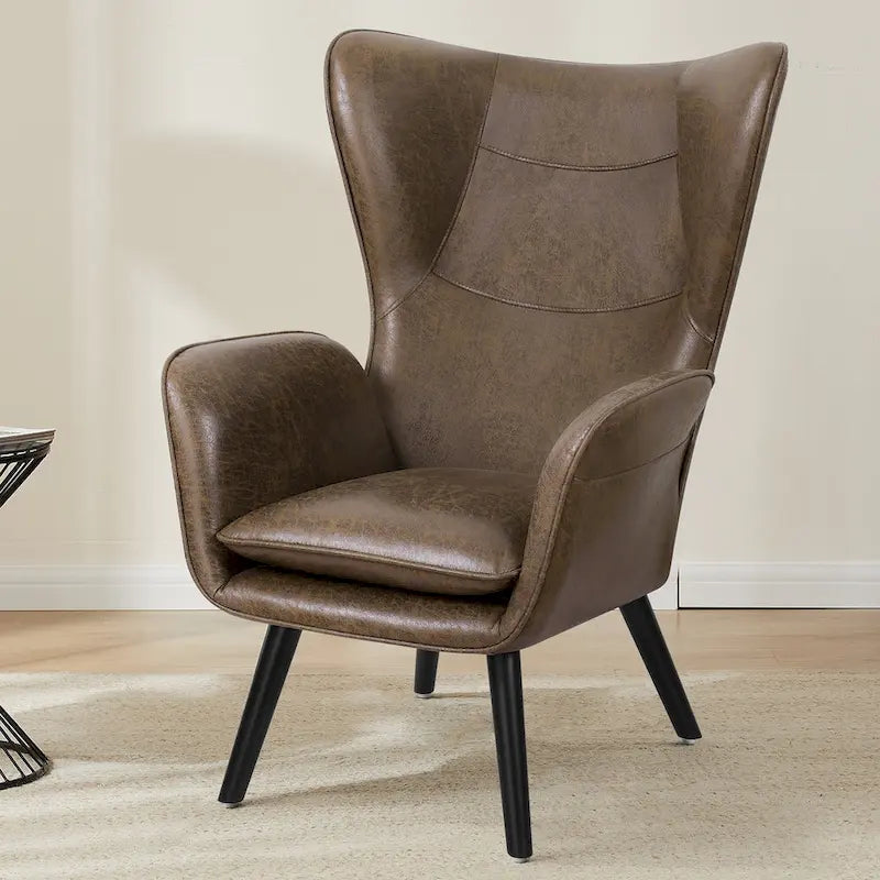 Wingback Accent Armchair, Single Seat | Velvet & Leathaire
