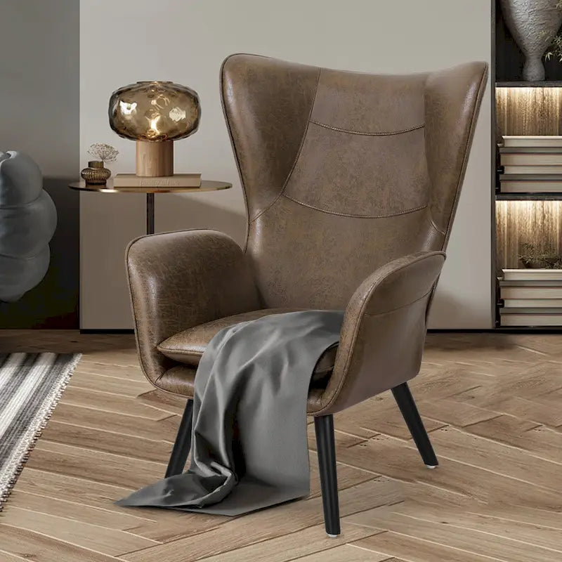 Wingback Accent Armchair, Single Seat | Velvet & Leathaire