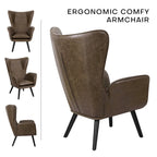 Wingback Accent Armchair, Single Seat | Velvet & Leathaire