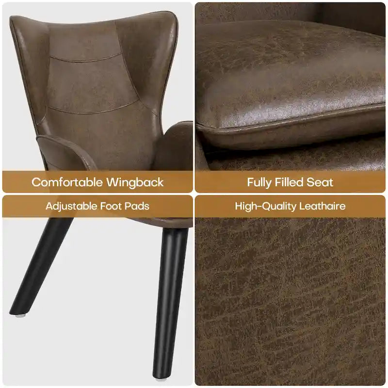 Wingback Accent Armchair, Single Seat | Velvet & Leathaire