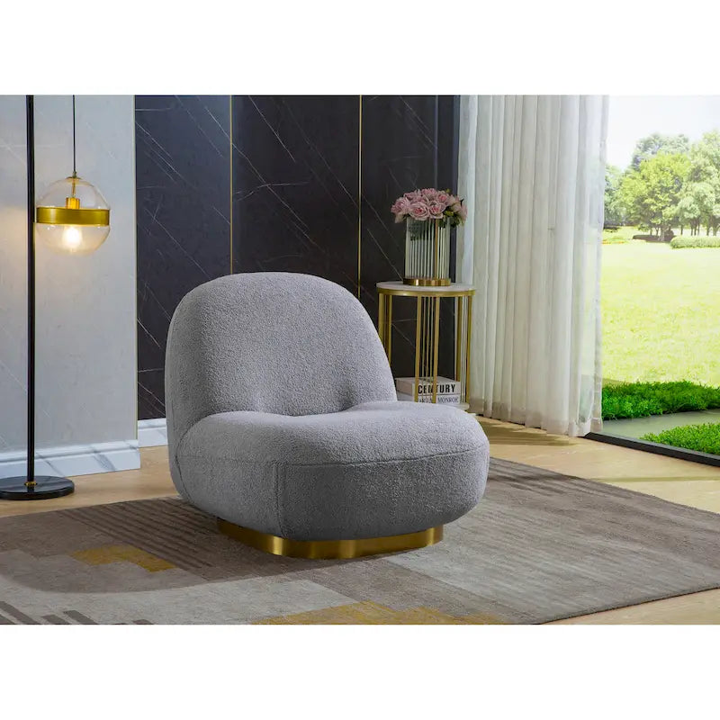 Pink / Black / White / Grey Velvet Swivel Accent Chair, Single Seat