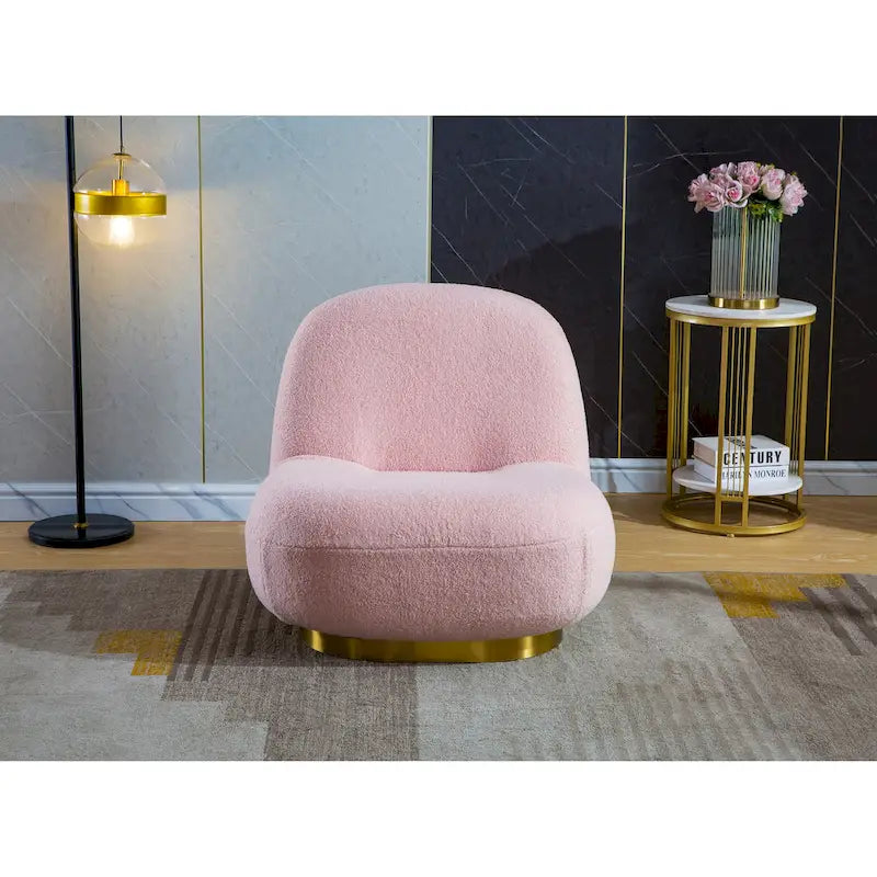 Pink / Black / White / Grey Velvet Swivel Accent Chair, Single Seat