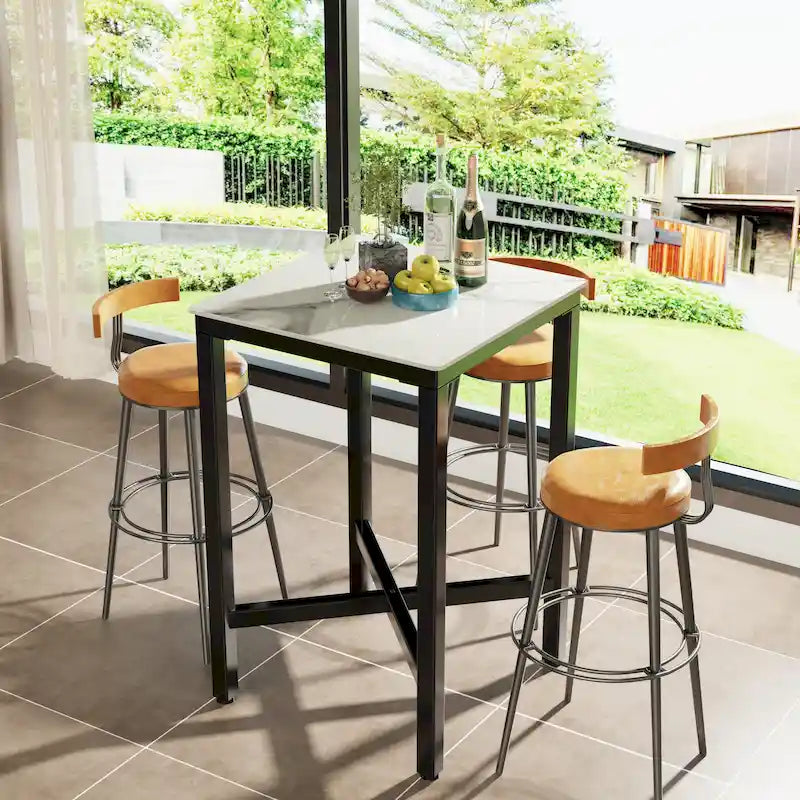 Black/White Modern Square Bar Table for 2
