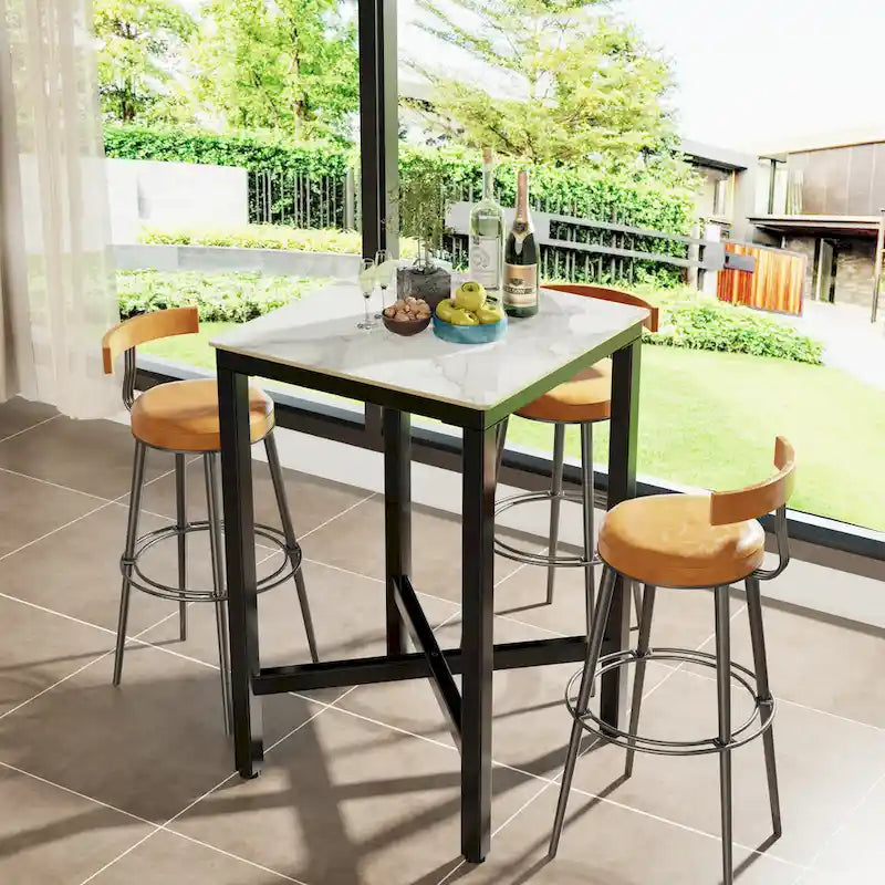 Black/White Modern Square Bar Table for 2