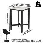 Black/White Modern Square Bar Table for 2