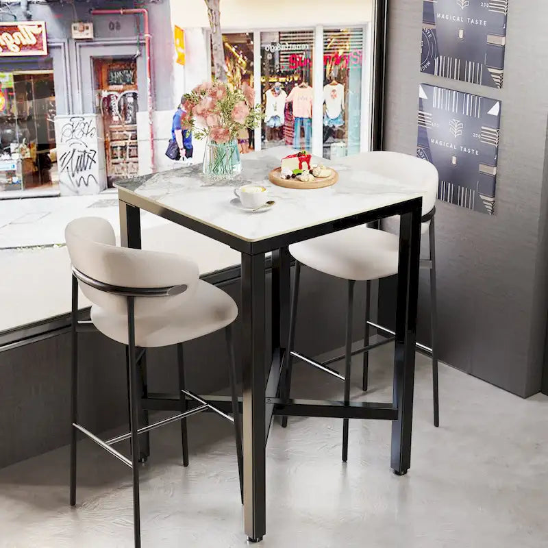 Black/White Modern Square Bar Table for 2