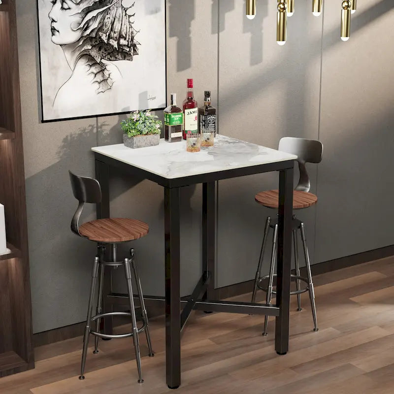 Black/White Modern Square Bar Table for 2
