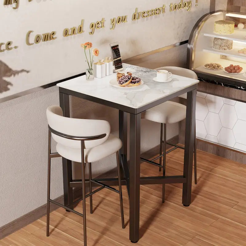 Black/White Modern Square Bar Table for 2