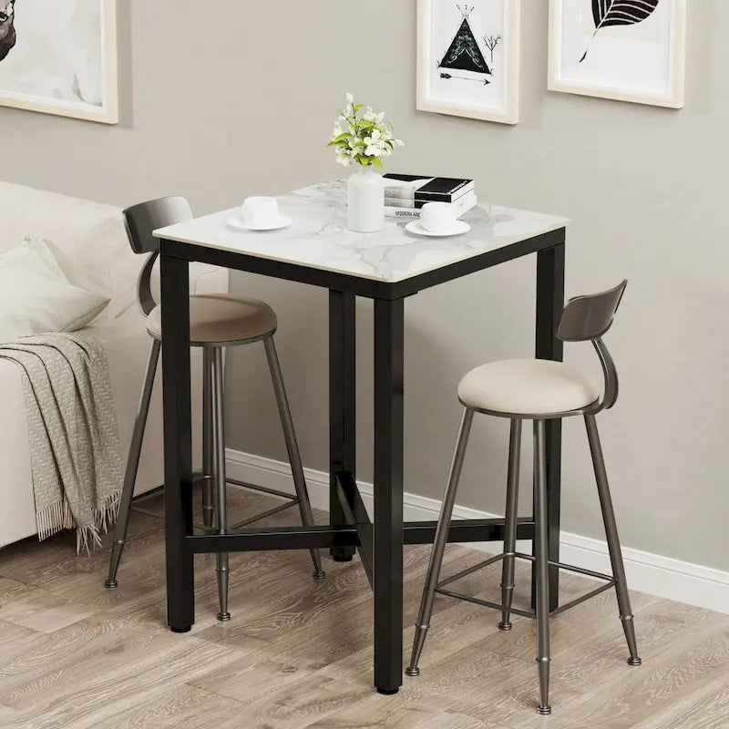 Black/White Modern Square Bar Table for 2