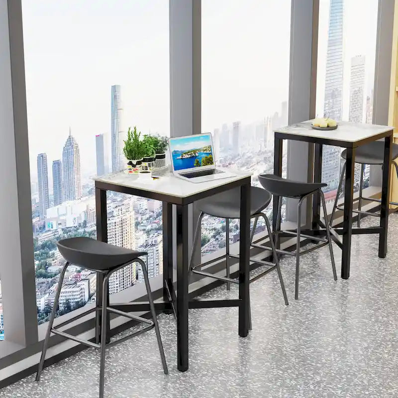 Black/White Modern Square Bar Table for 2